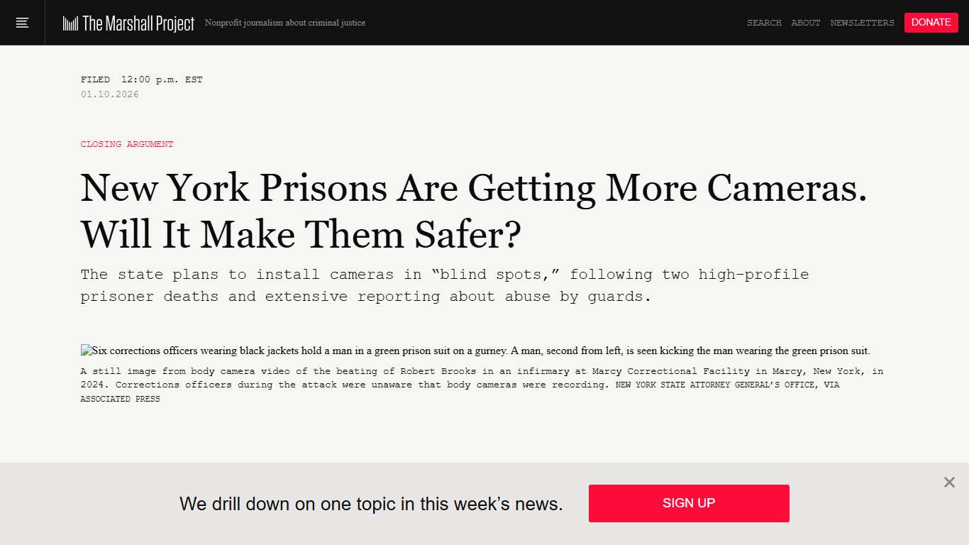 NY Prison Camera Coverage To Expand: What To Know The Marshall Project